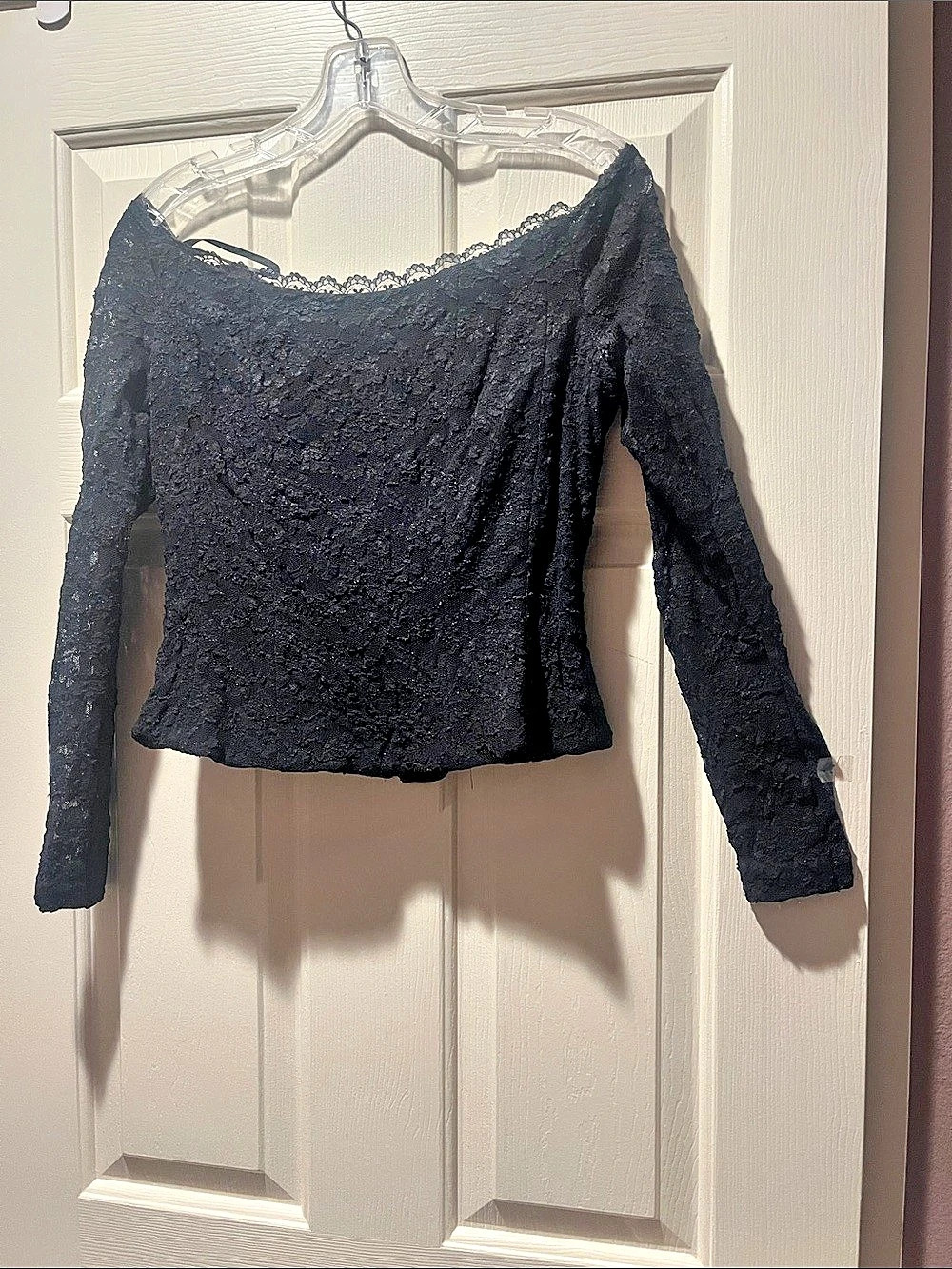 Alex Evenings Lace Long Sleeve Blouse in Black Large good condition